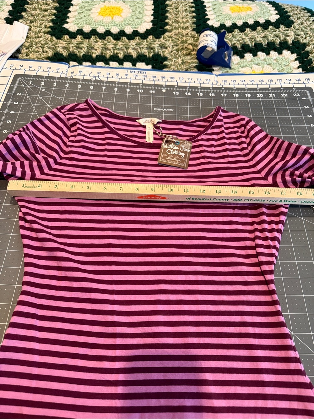 Matilda Jane Striped Long-Sleeve Boatneck Top in Pink and Plum - Picture 11 of 12
